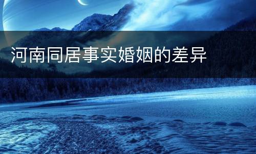 河南同居事实婚姻的差异