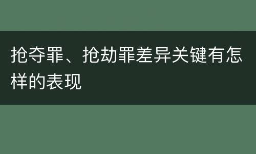 抢夺罪、抢劫罪差异关键有怎样的表现