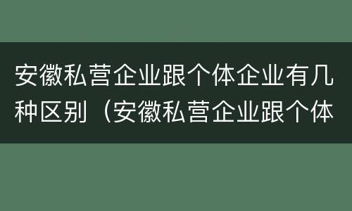 安徽私营企业跟个体企业有几种区别（安徽私营企业跟个体企业有几种区别呢）