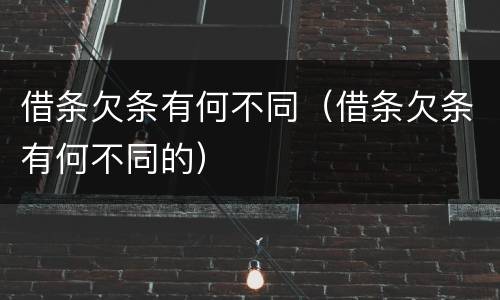 借条欠条有何不同（借条欠条有何不同的）