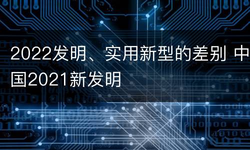 2022发明、实用新型的差别 中国2021新发明