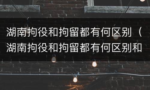 湖南拘役和拘留都有何区别（湖南拘役和拘留都有何区别和联系）