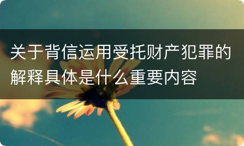 关于背信运用受托财产犯罪的解释具体是什么重要内容