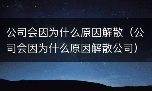 公司会因为什么原因解散（公司会因为什么原因解散公司）