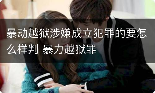 暴动越狱涉嫌成立犯罪的要怎么样判 暴力越狱罪