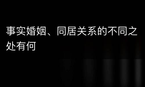 事实婚姻、同居关系的不同之处有何