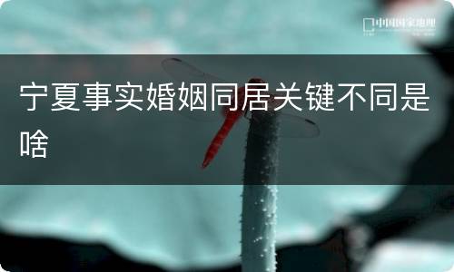 宁夏事实婚姻同居关键不同是啥