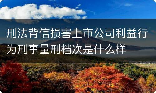 刑法背信损害上市公司利益行为刑事量刑档次是什么样