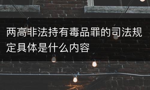 两高非法持有毒品罪的司法规定具体是什么内容