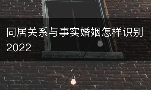 同居关系与事实婚姻怎样识别2022