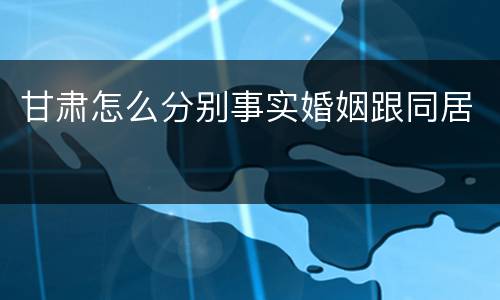 甘肃怎么分别事实婚姻跟同居