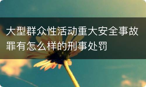 大型群众性活动重大安全事故罪有怎么样的刑事处罚