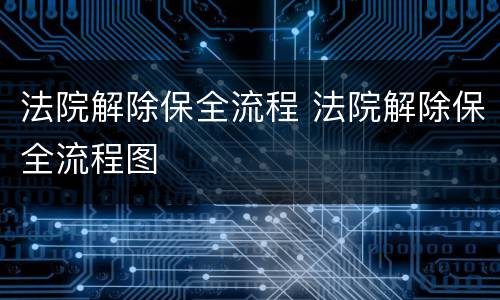 法院解除保全流程 法院解除保全流程图