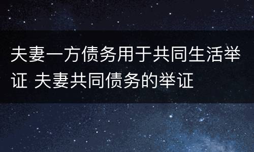 夫妻一方债务用于共同生活举证 夫妻共同债务的举证