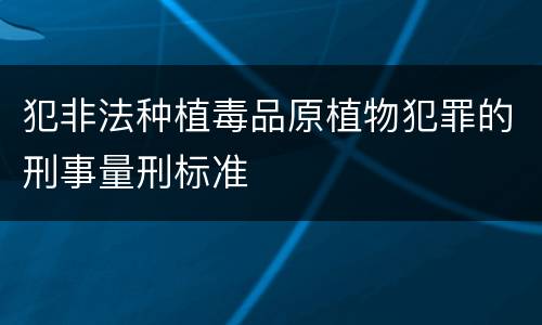 犯非法种植毒品原植物犯罪的刑事量刑标准