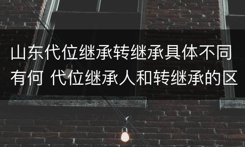 山东代位继承转继承具体不同有何 代位继承人和转继承的区别