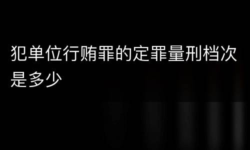 犯单位行贿罪的定罪量刑档次是多少
