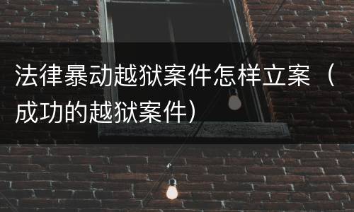 法律暴动越狱案件怎样立案（成功的越狱案件）