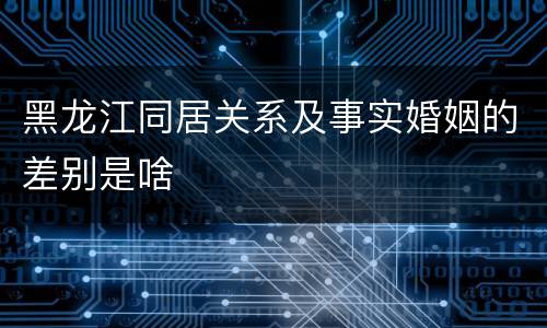 黑龙江同居关系及事实婚姻的差别是啥