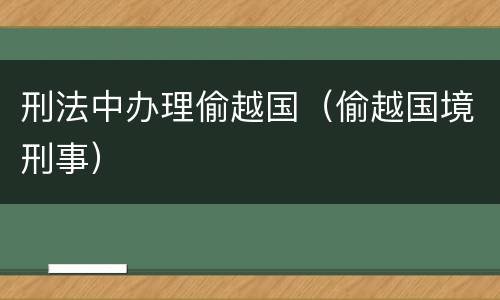 刑法中办理偷越国（偷越国境刑事）