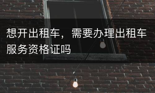 想开出租车，需要办理出租车服务资格证吗