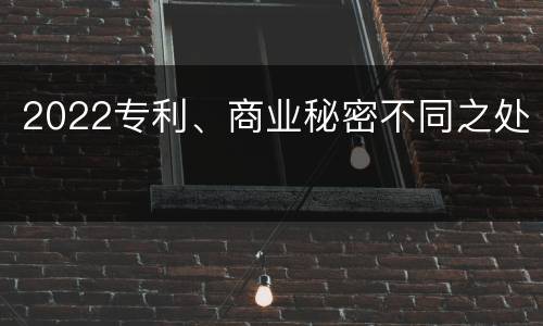 2022专利、商业秘密不同之处
