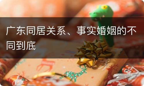 广东同居关系、事实婚姻的不同到底