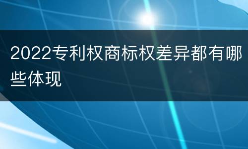 2022专利权商标权差异都有哪些体现