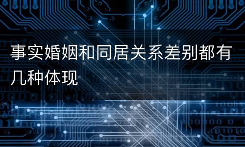 事实婚姻和同居关系差别都有几种体现