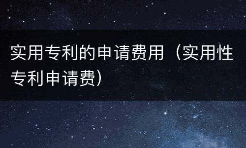 实用专利的申请费用（实用性专利申请费）
