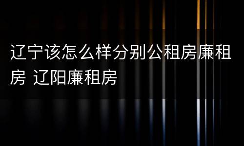 辽宁该怎么样分别公租房廉租房 辽阳廉租房