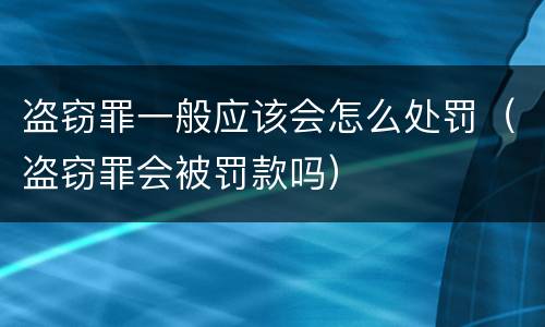 盗窃罪一般应该会怎么处罚（盗窃罪会被罚款吗）