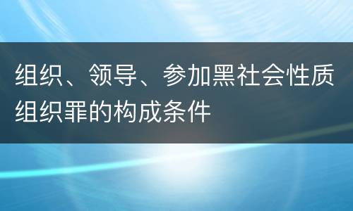 组织、领导、参加黑社会性质组织罪的构成条件