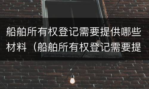 船舶所有权登记需要提供哪些材料（船舶所有权登记需要提供哪些材料和手续）