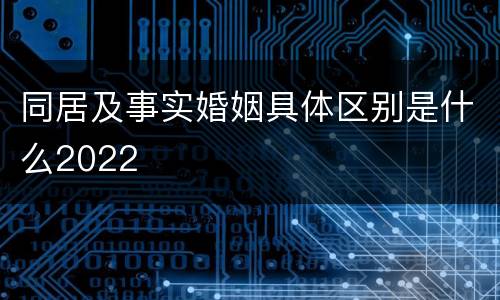 同居及事实婚姻具体区别是什么2022