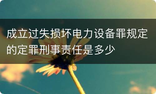 成立过失损坏电力设备罪规定的定罪刑事责任是多少