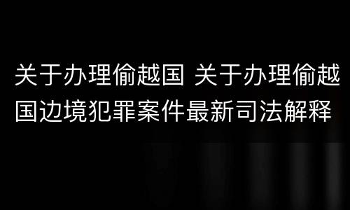 关于办理偷越国 关于办理偷越国边境犯罪案件最新司法解释