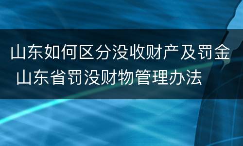 山东如何区分没收财产及罚金 山东省罚没财物管理办法