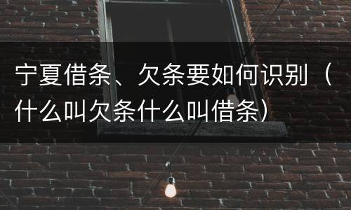 宁夏借条、欠条要如何识别（什么叫欠条什么叫借条）