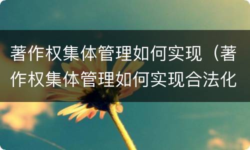 著作权集体管理如何实现（著作权集体管理如何实现合法化）