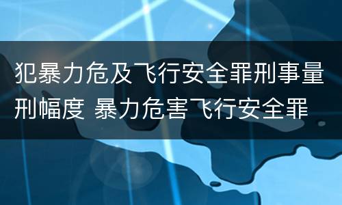 犯暴力危及飞行安全罪刑事量刑幅度 暴力危害飞行安全罪