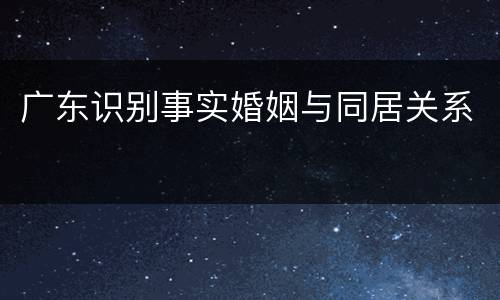 广东识别事实婚姻与同居关系