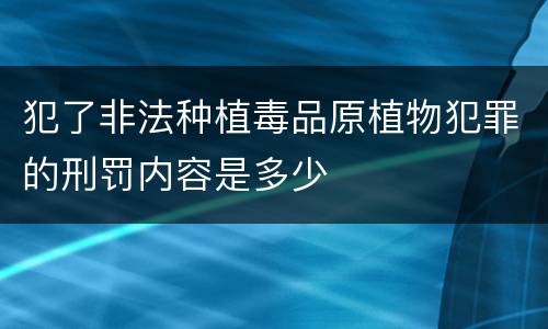 犯了非法种植毒品原植物犯罪的刑罚内容是多少