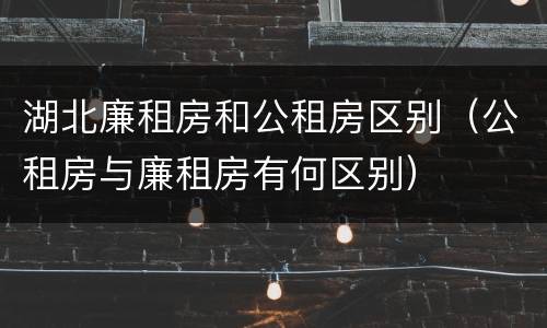 湖北廉租房和公租房区别（公租房与廉租房有何区别）