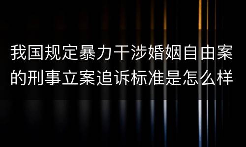 我国规定暴力干涉婚姻自由案的刑事立案追诉标准是怎么样规定
