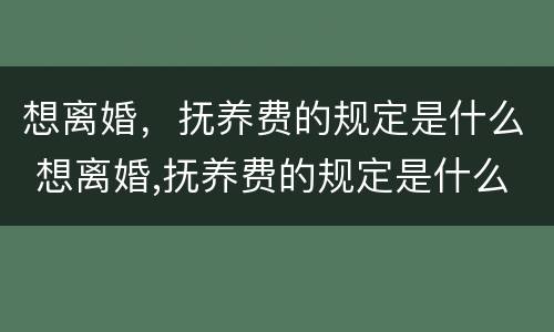 想离婚，抚养费的规定是什么 想离婚,抚养费的规定是什么呢