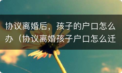 协议离婚后，孩子的户口怎么办（协议离婚孩子户口怎么迁出）