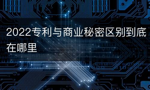 2022专利与商业秘密区别到底在哪里