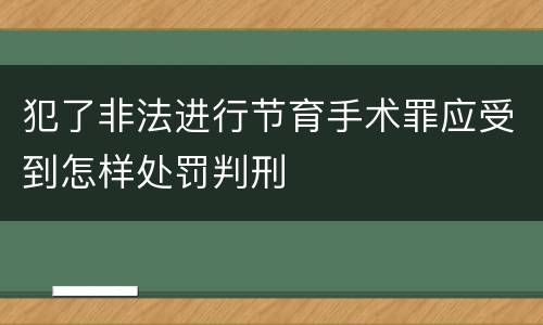 犯了非法进行节育手术罪应受到怎样处罚判刑