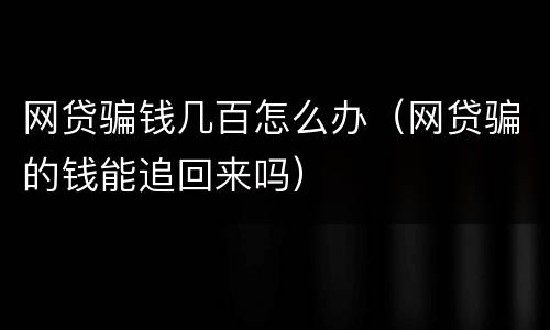 网贷骗钱几百怎么办（网贷骗的钱能追回来吗）